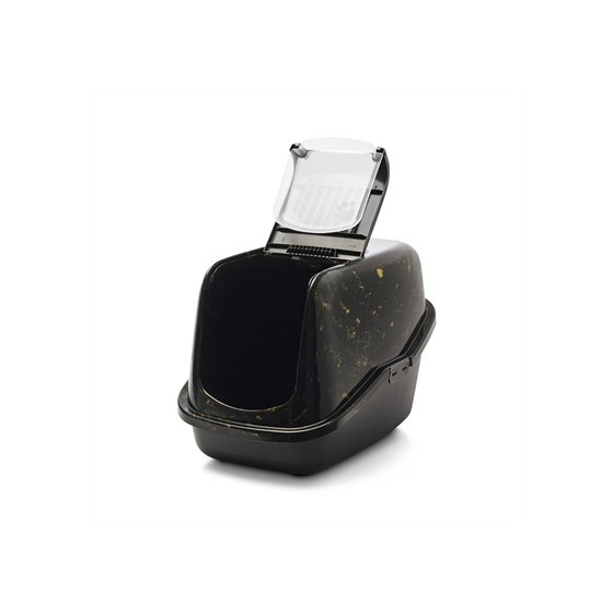 Savic - Kattenbak Nestor Marble Zwart / Goud. 56x39x38,5cm