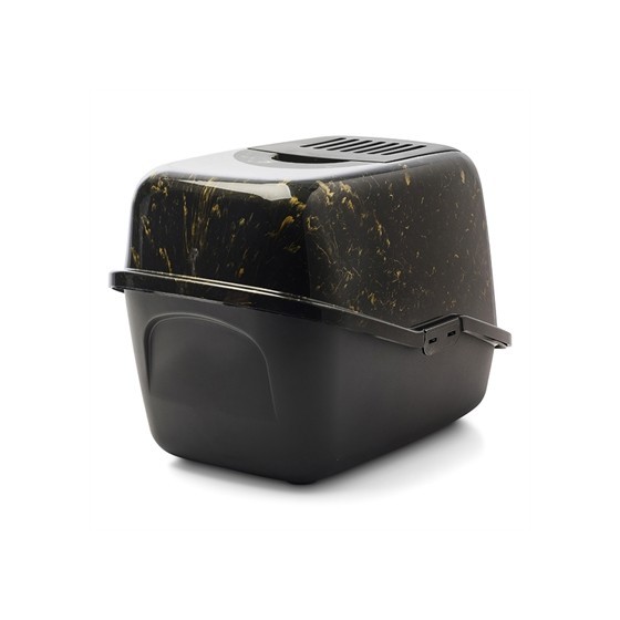 Savic - Kattenbak Nestor Marble Zwart / Goud. 56x39x38,5cm
