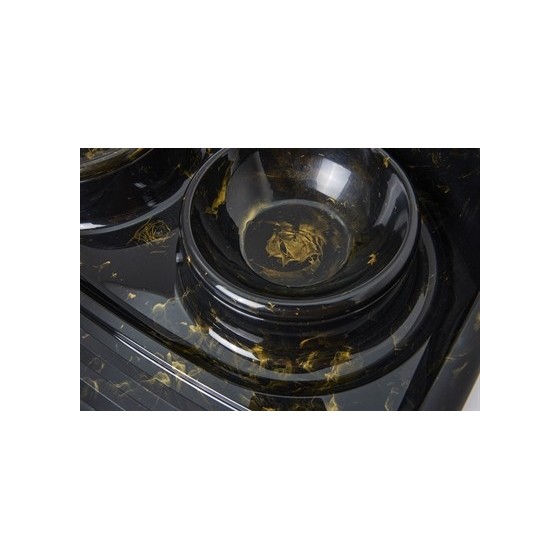 Savic - Butler Voerbak En Drinkbak Met Plateau Marble Zwart / Goud, 45x36x8cm 2x300ml