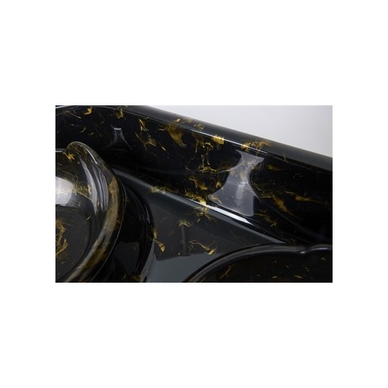 Savic - Butler Voerbak En Drinkbak Met Plateau Marble Zwart / Goud, 45x36x8cm 2x300ml