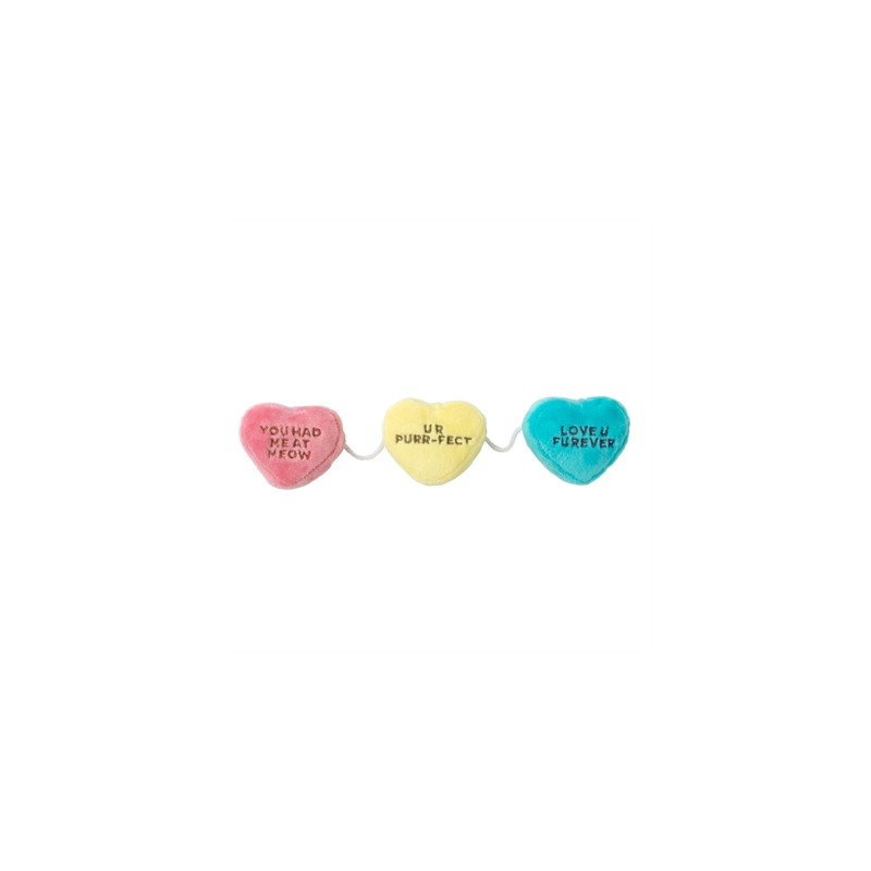 Fuzzyard - Candy Hearts Aan Touw Met Catnip Pluche. 15x6cm