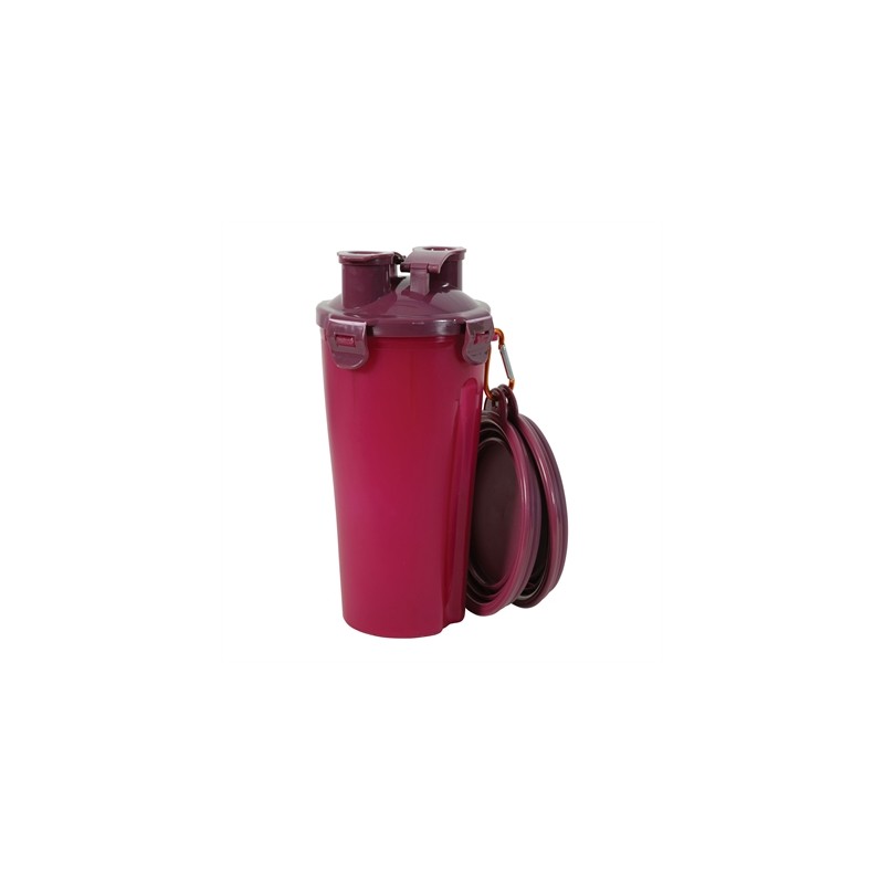 ZOLUX BVK 2IN1 REISSET FLES MET VOERBAK EN DRINKBAK ROOD