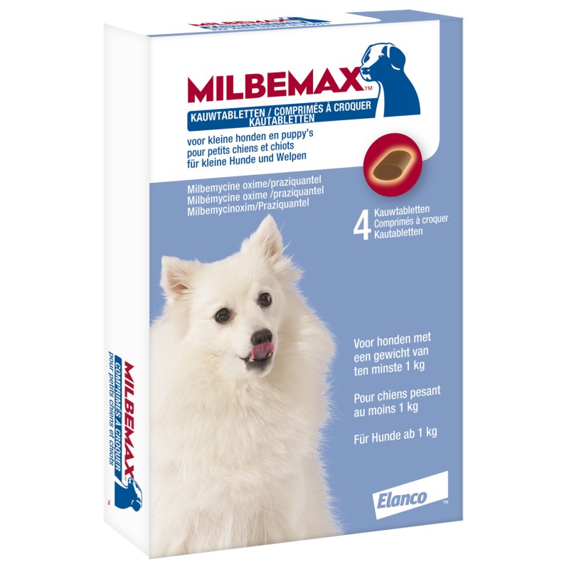 Milbemax - Kauwtablet Ontworming Puppy / Kleine Hond. 4 Tabletten