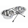 Voer- en Waterbakset RVS, standaard met 2 bakjes 13cm