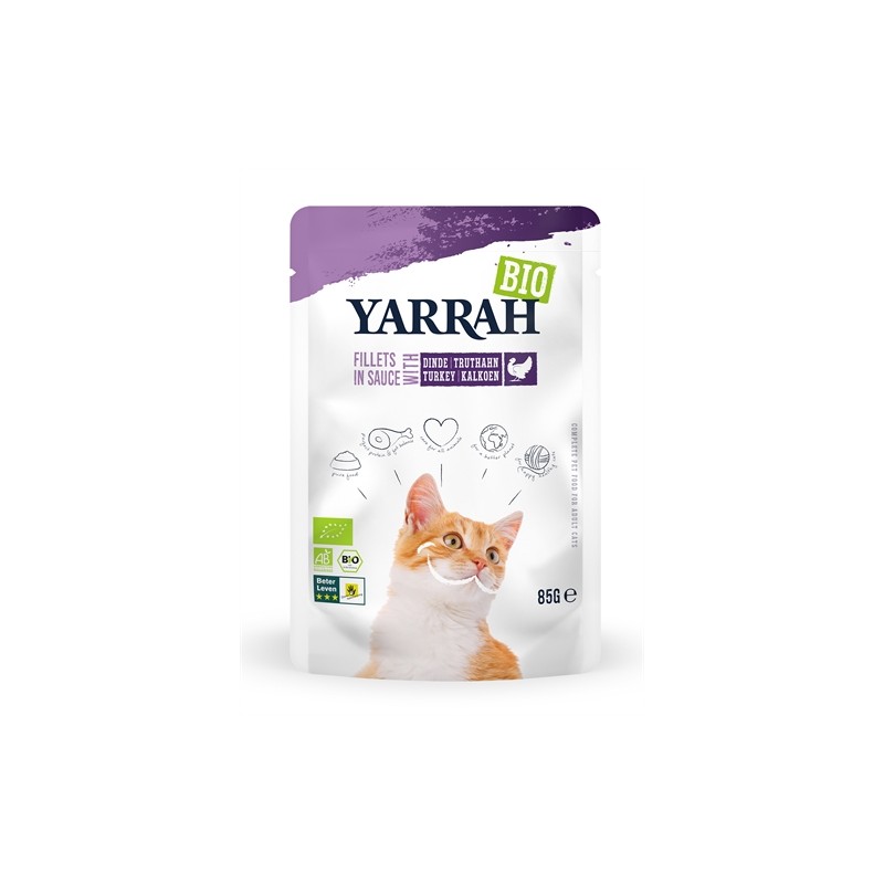 Yarrah Cat Biologische Filets Met Kalkoen In Saus 14X85 GR
