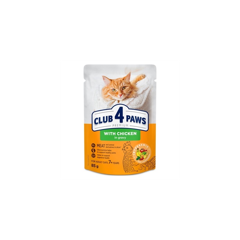Club 4 Paws - Premium Senior 7+ Chicken In Gravy Pouch, 24x85gr