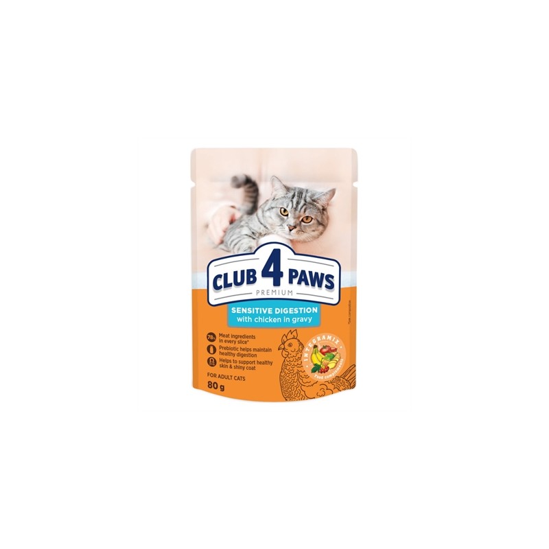 Club 4 Paws - Premium Adult Sensitive Digestion Pouch, 24x80gr