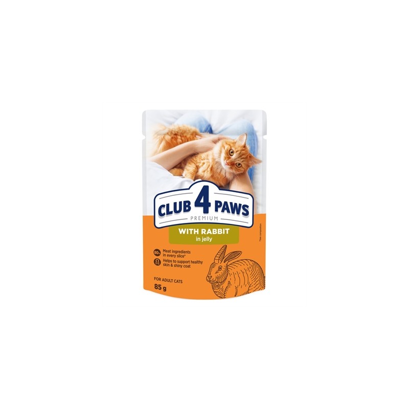 Club 4 Paws - Premium Adult Rabbit In Jelly Pouch, 24x85gr