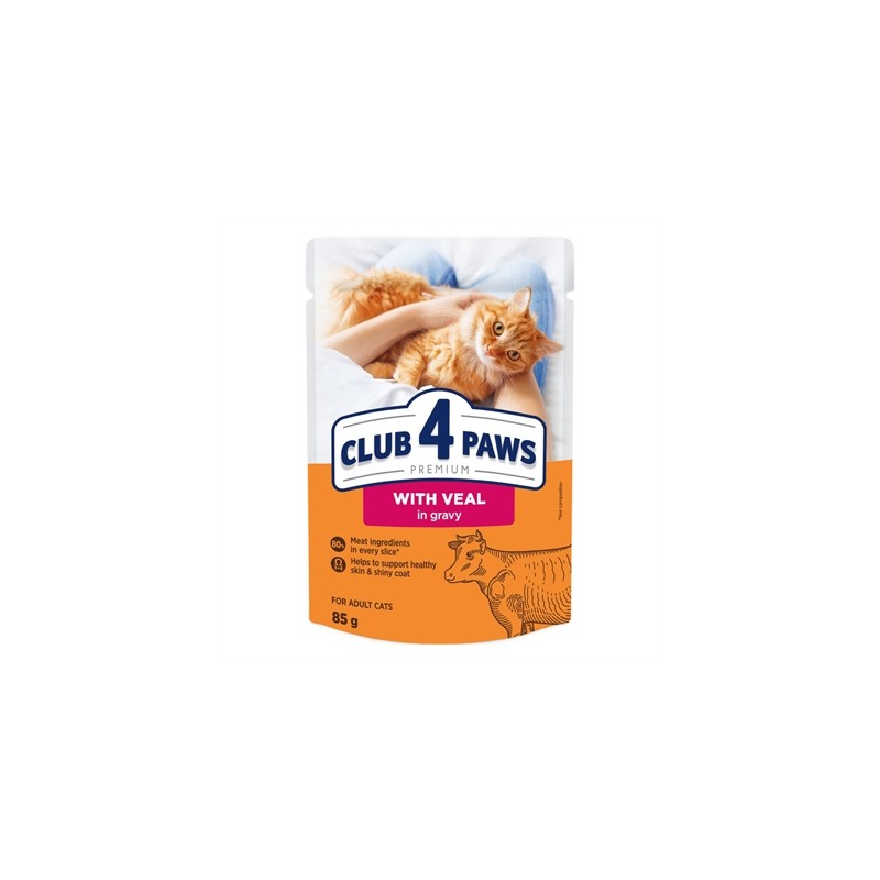 Club 4 Paws - Premium Adult Veal In Gravy Pouch, 24x85gr